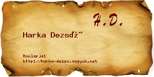 Harka Dezső névjegykártya